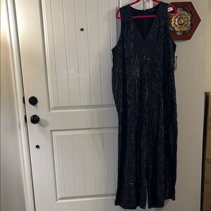 Lane Bryant Blue and Silver Maxi Romper